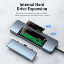 8 in 1 USB-C Hub&M.2 SSD Enclosure Support NVME&SATA ,With 4K HD,PD 100W,USB 3.0, RJ45 1000M,SD/TF Reader for Laptops Mac HP