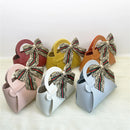 10pcs Easter Leather Mini Gift Bags With Bow Ribbon Packaging Box Wedding for Guest Candy Handbag Bag Birthday Party Decor bag