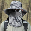 Men's camouflage shawl sun hat outdoor breathable sun protection face fishing hat tourism mountaineering detachable Hiking Caps