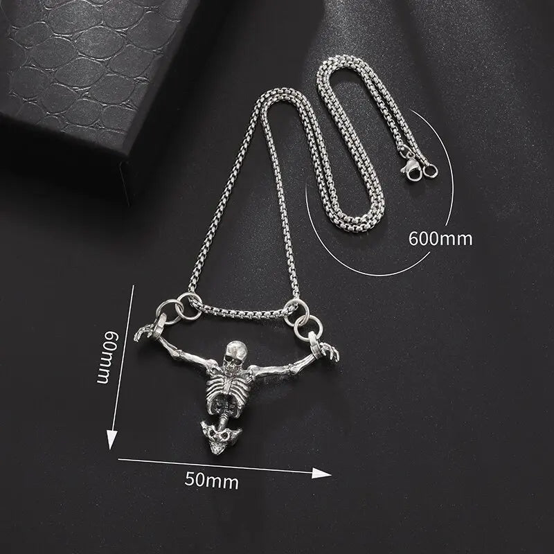 Trend Creative Prison Upper Body Skull Pendant Men and Women Necklace Gothic Rock Hip-Hop Funny Halloween Gift