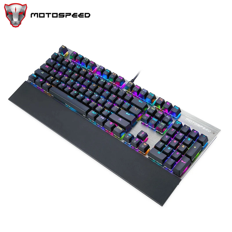 Motospeed CK108 Mechanical Keyboard 104 Keys Wired RGB Backlit Computer Desktop Office Gaming Keyboard For PC Laptop