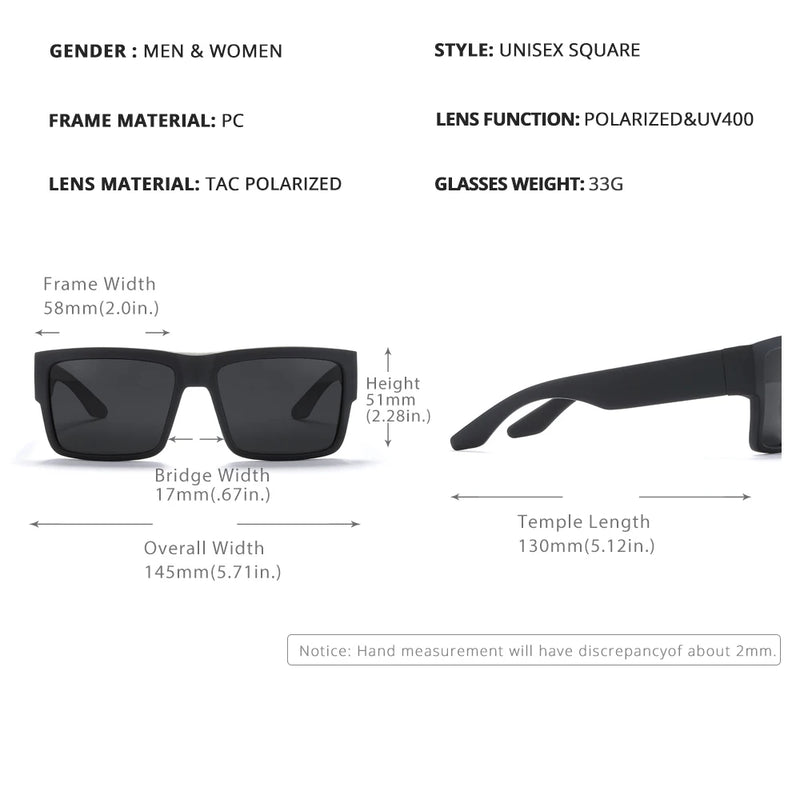 CYRUS Polarized Square Sunglasses with Logo Men Women Classic Fashion Sport Driving Shades Brand New