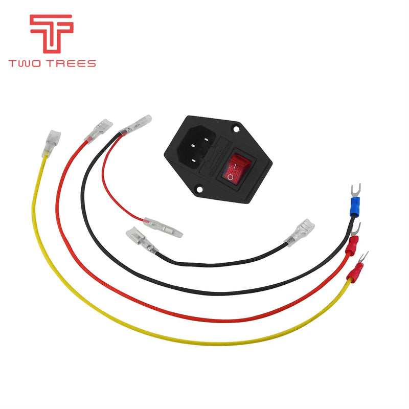 3D Printer Parts 220V/110V 6A Power Supply Switch Male Socket with Fuse for DIY Accessories AC Power Socket Wiring Connector