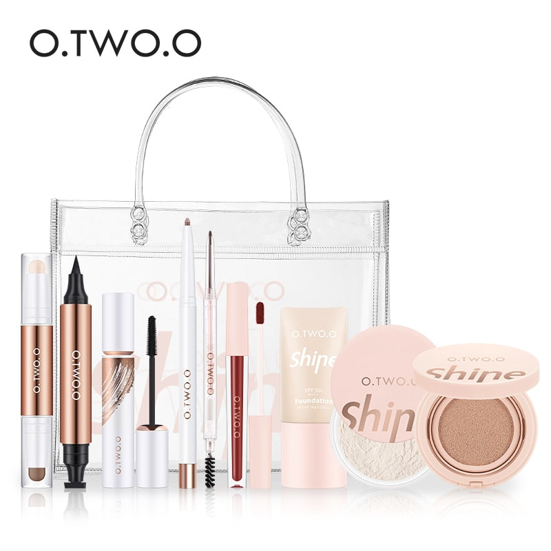 O.TWO.O 11pcs/set Full Makeup Kit Include Eye Shadow Blusher Concealer Contour Highlight Mascara Eyebrow Eyeliner Loose Powder