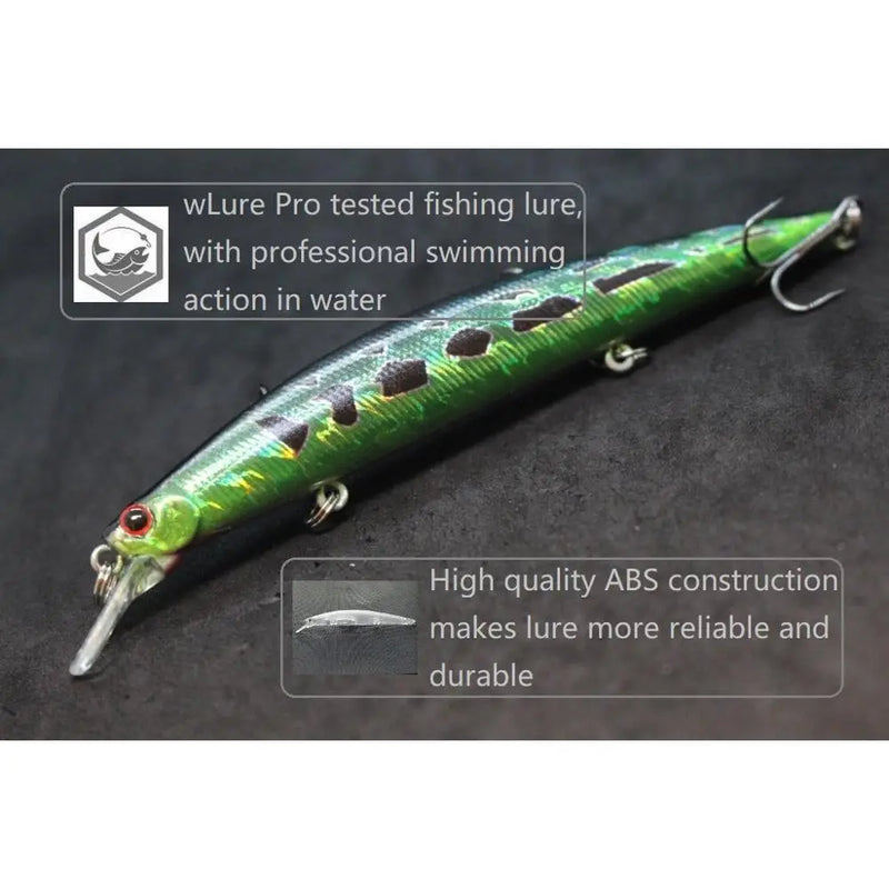 wLure Minnow Fishing Lure 12.7cm 12.5g Long and Slim Running Beads on Bottom 3 Hooks Tight Action Jerkbait Slow Floating M672