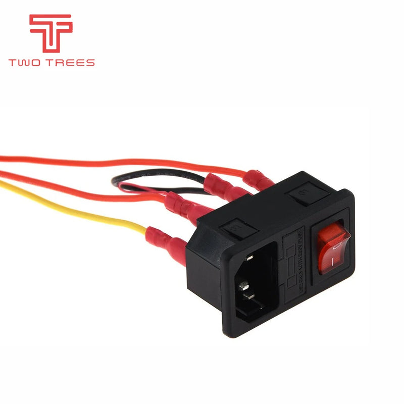 3D Printer Parts 220V/110V 6A Power Supply Switch Male Socket with Fuse for DIY Accessories AC Power Socket Wiring Connector