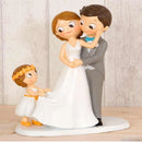 Pastel figure for boyfriends, with boy, girl or baby. Wedding celebration souvenir decorate the wedding cake or give away. 21 cm.
