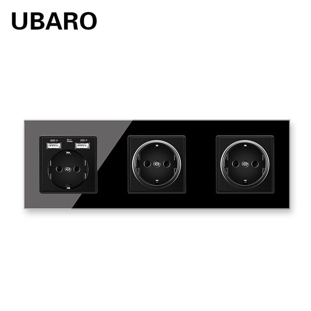 UBARO German Standard 16A Kristallglasscheibe Wandsteckdose Power Steckdose Stopkontakt Steckdose Home Outlet AC100-250V