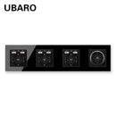 UBARO German Standard 16A Kristallglasscheibe Wandsteckdose Power Steckdose Stopkontakt Steckdose Home Outlet AC100-250V
