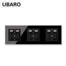 UBARO German Standard 16A Kristallglasscheibe Wandsteckdose Power Steckdose Stopkontakt Steckdose Home Outlet AC100-250V