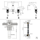 PARLOS Weit verbreiteter Zwei-Griff-Badezimmerarmatur mit Metall-Pop-Up-Ablauf und cUPC-Wasserhahn-Zuleitungen, Nickel gebürstet
