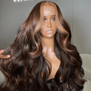 Tuneful Highlight Brown Wigs 13x4 5x5 HD Lace Front closure Human Hair Frontal Wigs