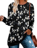 Damen Drop Long Sleeve Sweatshirt Tops Lässige Rundhals-Tunika Sweartshirts mit Seitenschlitzen