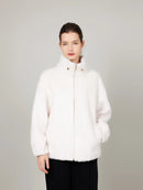 ASSUAL Abrigo cálido de invierno con cuello alto y bolsillo de piel sintética con cremallera