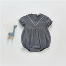 Mamelucos de bebé niña bordados con cuello en V de manga corta de verano 2021