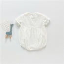 Mamelucos de bebé niña bordados con cuello en V de manga corta de verano 2021