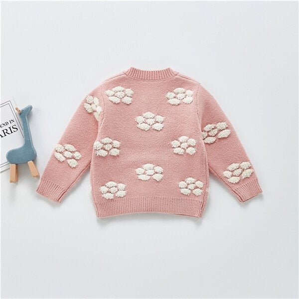 Cute flower infant baby girls cardigan sweater