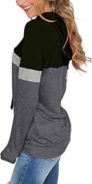 Damen Sweatshirts Langarm Grafik Pullover T-Shirt Taschen Lässige lockere Blusenoberteile