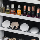 Schmuckschrank mit nicht vollem Spiegel, Holzboden, stehend, 4-lagiges Regal, verstellbarer Spiegel