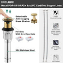 PARLOS 2-Griff-Badezimmerarmatur Gold gebürstet mit Pop-up-Ablauf- und Versorgungsleitungen, Demeter, 1,5 GPM