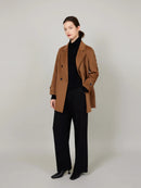 ASSUAL Abrigo acolchado de plumón con bolsillo acolchado y costuras de lana con doble botonadura