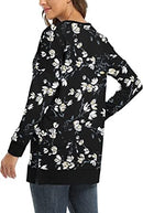 Damen Drop Long Sleeve Sweatshirt Tops Lässige Rundhals-Tunika Sweartshirts mit Seitenschlitzen