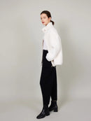 ASSUAL Abrigo cálido de invierno con cuello alto y bolsillo de piel sintética con cremallera