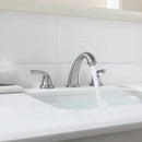 PARLOS Weit verbreiteter Zwei-Griff-Badezimmerarmatur mit Metall-Pop-Up-Ablauf und cUPC-Wasserhahn-Zuleitungen, Nickel gebürstet