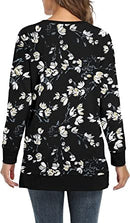 Damen Drop Long Sleeve Sweatshirt Tops Lässige Rundhals-Tunika Sweartshirts mit Seitenschlitzen