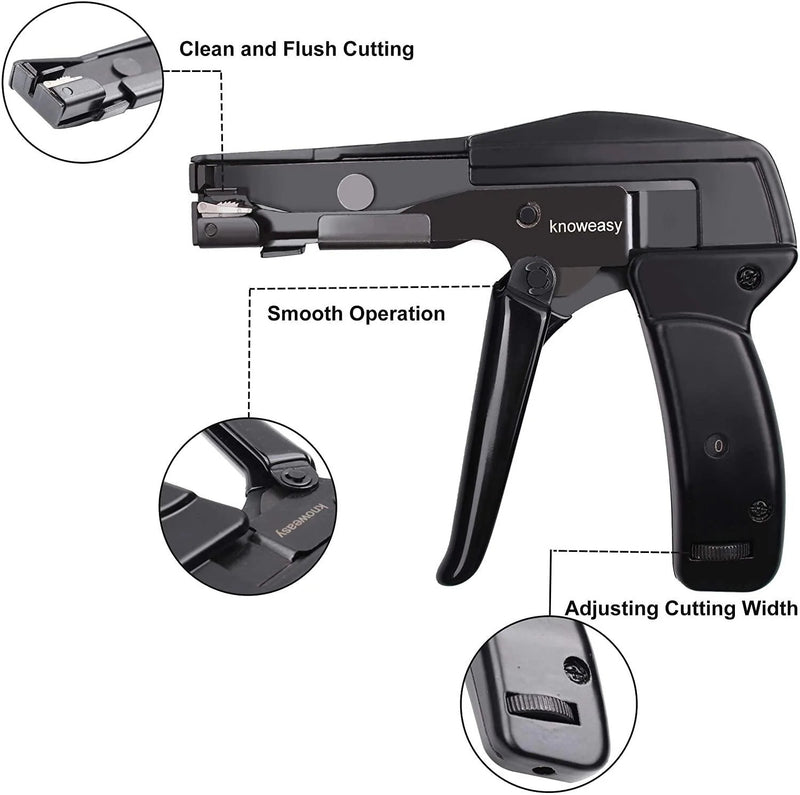 Cable Tie Tool,Knoweasy Fastening Cable Tie Gun and Flush Cut Zip Tie Gun with Steel Handle for Nylon Cable Tie