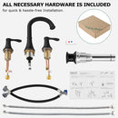 PARLOS 2-Griff-8-Zoll-Badarmatur mit Ventil und Pop-Up-Ablaufgarnitur und cUPC-Wasserhahn-Zulaufschläuchen, Mattschwarz, Demeter, 1,5 GPM