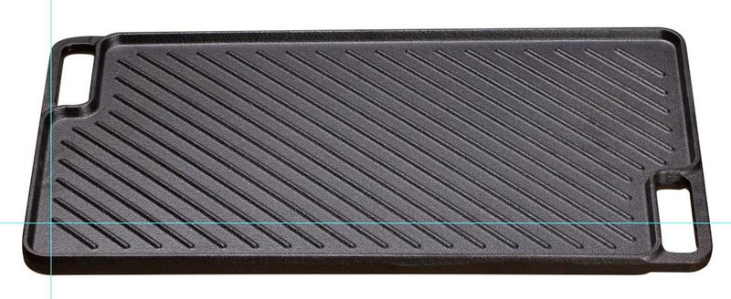PRE-SEASONED CAST IRON  |  DOUBLE SIDE GRILL PAN BBQ GRIDDLE PAN