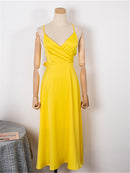 Colorfaith New 2022 Sommerkleid mit Neckholder-Oberteil, trägerlos, rückenfrei, sexy Satin, Retro-Frauen, Frühling, Sommer, reine Kleider DR2019