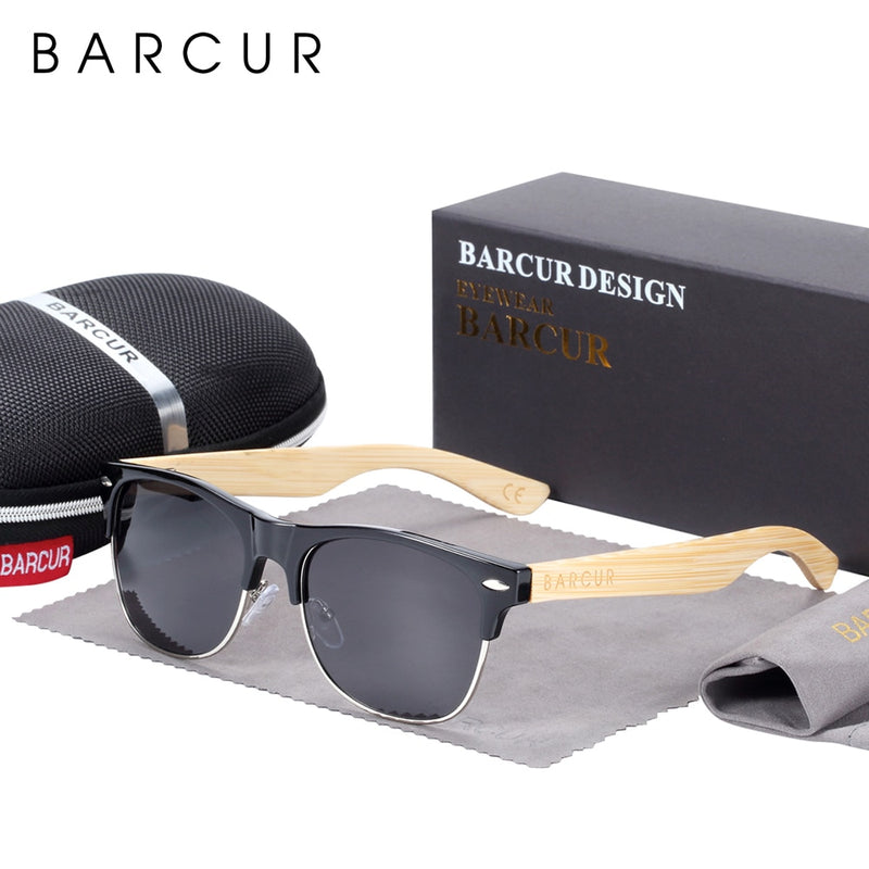 BARCUR Brand Bamboo Polarized Sunglasses Wood Sun Glasses Men Women UV400 Protection lentes de sol hombre