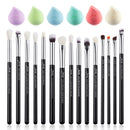 Jessup Augen-Make-up-Pinsel-Set, 15-teilig, präziser Lidschattenpinsel, Augenbrauen-Eyeliner, Blending Concealer, natürliches, synthetisches, schwarzes T177