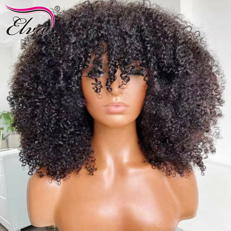 Elva Hair 13x6 Kinky Curly Lace Front Perücke für Frauen Curly Lace Frontal Echthaar Perücken 34 Zoll Remy Hair Lace Perücke vorgezupft