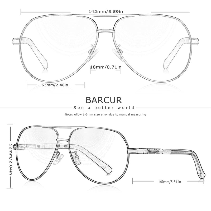 BARCUR, gafas de sol polarizadas para hombre, protección UV400, gafas de sol para conducir, gafas de sol para mujer y hombre