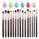 Jessup Augen-Make-up-Pinsel-Set, 15-teilig, präziser Lidschattenpinsel, Augenbrauen-Eyeliner, Blending Concealer, natürliches, synthetisches, schwarzes T177