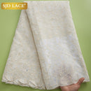 SJD LACE Hochwertige Schweizer Voile-Spitze 5 Yards afrikanischer Baumwoll-Spitzenstoff mit Loch im Dubai-Stil zum Nähen von nigerianischen Kleidungsstücken A2324