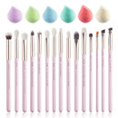Jessup Augen-Make-up-Pinsel-Set, 15-teilig, präziser Lidschattenpinsel, Augenbrauen-Eyeliner, Blending Concealer, natürliches, synthetisches, schwarzes T177