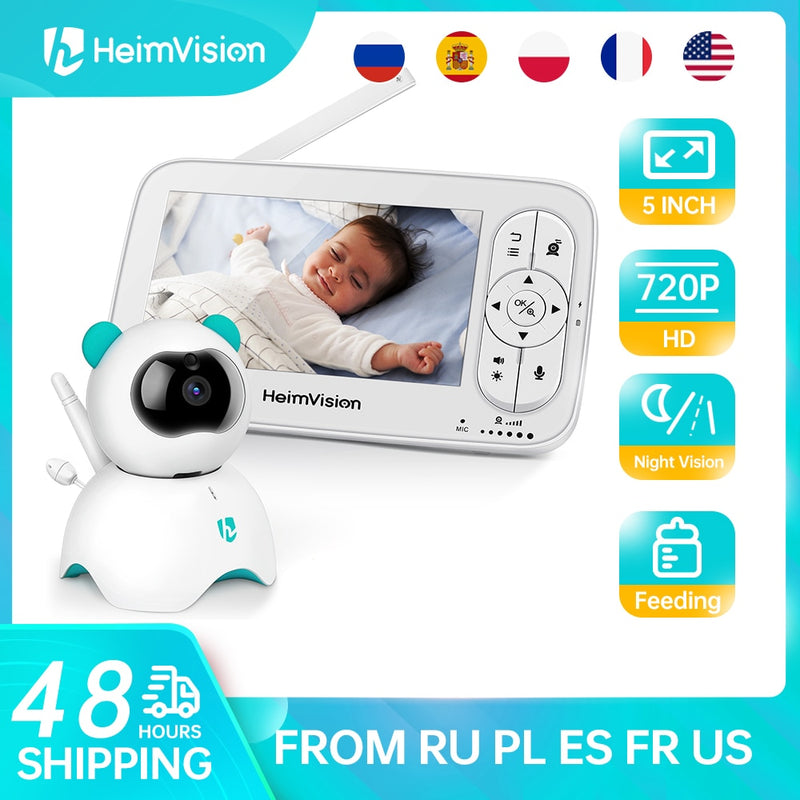 HeimVision HM136 Baby Schlafmonitor mit Kamera 720P Video 5 Zoll LCD Bildschirm Nanny Security Nachtsicht Temperaturkamera