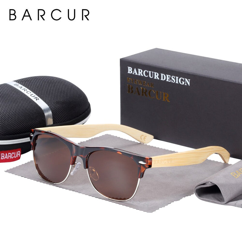 BARCUR Brand Bamboo Polarized Sunglasses Wood Sun Glasses Men Women UV400 Protection lentes de sol hombre