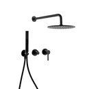 Eingebauter Duschmischer Wasserhahn Umsteller mit Wasserauslasshalter Bagnolux Schwarz Messing Regen Handkopf Badezimmer Set