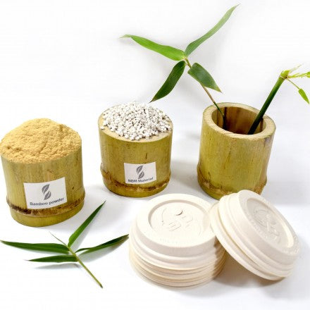 Logotipo personalizado aceptable OEM Materia prima de bambú Taza biodegradable / Tapas de taza BBM-P025