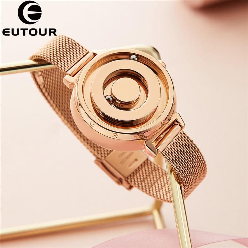 Eutour nuevo Original magnético Rosegold Trend reloj de mujer mujer estudiante cuarzo minimalista planta moda cinturón de acero inoxidable