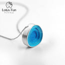 Lotus Fun Real 925 Sterling Silver Minimalism Style Fine Jewelry Geometric Near Round Design Epoxy Pendant without Necklace