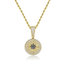 TOPGRILLZ Hip Hop Kompass Anhänger Iced Out Zirkonia Anhänger mit Tenniskette Hip Hop Modeschmuck Geschenk für Männer Frauen