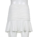 Sweetown Preppy Style Geraffte Faltenröcke Frau Hohe Taille Casual 90er Minirock Lady Trendy 2020 Sommer Beachwear Weiß