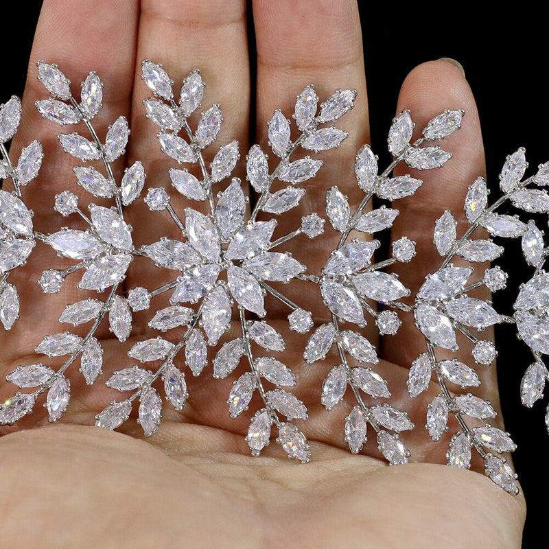 ASNORA Wedding 3A Cubic Zirconia Soft Headband Green Hair Accessories High Quality CZ Bridal Tiara Crown Jewelry For Women