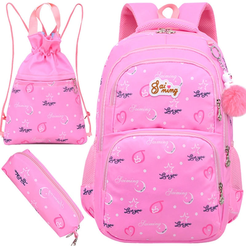 Kinder Schultaschen Mädchen Orthopädischer Rucksack Kinder Prinzessin Rucksäcke Set Schultaschen Grundschulrucksack Kinder Mochilas